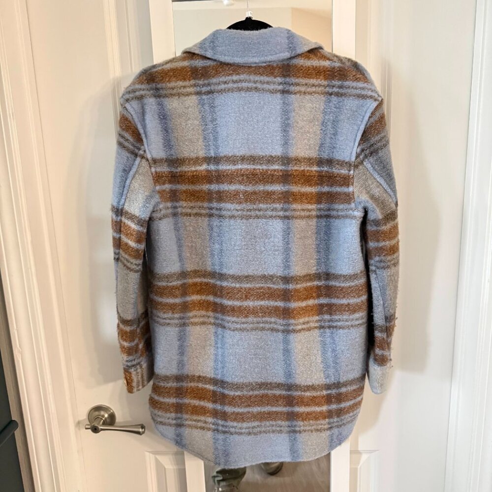 Wilfred Free Plaid Wool Blend Shacket Blue Brown Women’s XS - Picture 4 of 4
